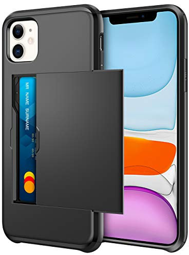 Coolden Coque pour iPhone 11 Armor Antichoc Coque iPhone 11 Portefeuille Housse de Protection Heavy Duty TPU Souple Rigide Bumper avec Porte-Carte Fentes pour Carte Étui Coque pour iPhone 11-Noir
