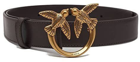Pinko Love Berry H3 Belt Vitello Set Cintura, Z99Q_Nero-Antique Gold, M Donna