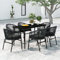 Gecheer 7-TLG. Garten Essgruppe 6 Personen, Balkonmöbel Set, Sitzgruppe Tisch und 6 Stühle Terrassenmöbel Gartenmöbel Anthrazit