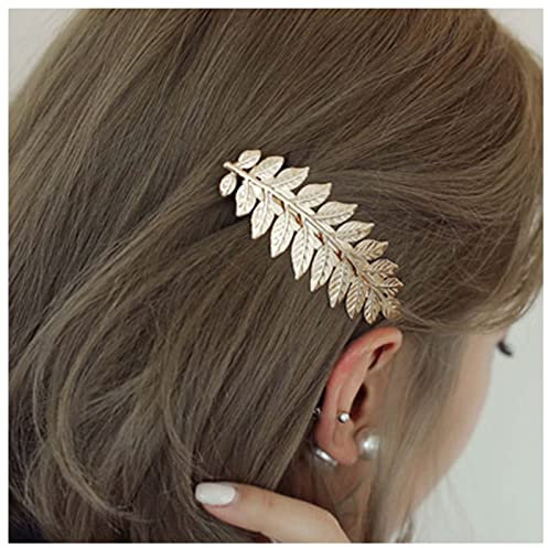 Dervivea Pinces À Cheveux Feuilles Vintage Feuille D'or Barrette Feuille Bohème Barrette Déesse Grecque Barrette Feuille Métal Accessoires Cheveux Décoratifs Pour Coiffure Femme Et Fille