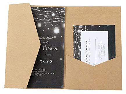 MillaSaw Handwerk Papier Einladungskarte Tasche für Hochzeit Verlobung Bridal Shower Geburtstag 25 Stück Fit für 5x7 Zoll Einladungen