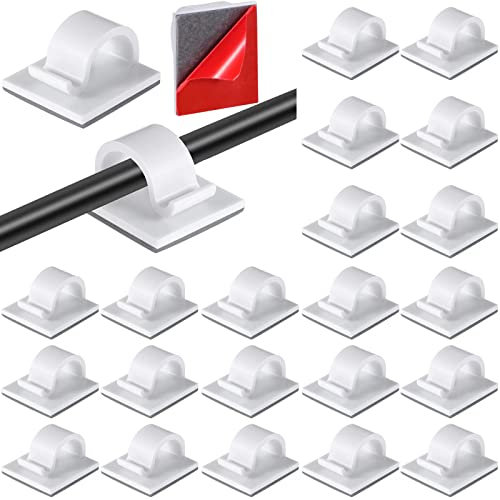 60 Stück Mini Kabelclips Selbstklebende Kabelklemmen Kabel Organizer Clips Außen Kabelhalter Kabel Management Lichterkette Befestigung für Zuhause Büro Auto Tisch (Weiß, S)