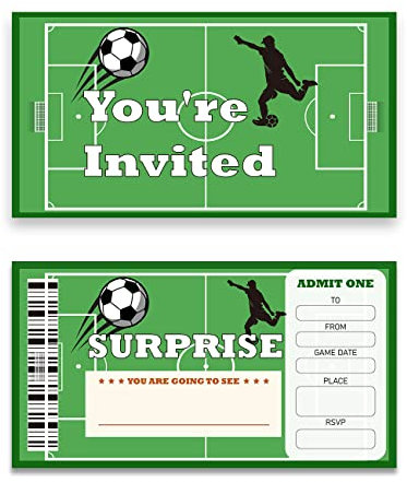 20 Stück Überraschung Fußball Ticket Geburtstag Party Einladungen mit Umschlägen Sport Fußball Junge Geburtstag Party Tickets Einladungen ausfüllen