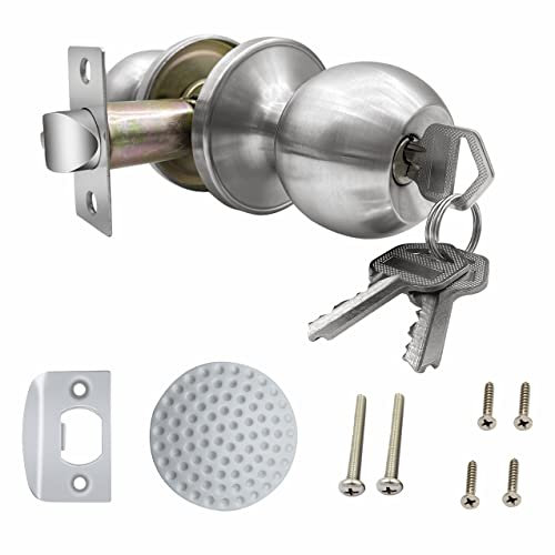 JO.KO Bouton de porte avec serrure et clé, serrure ronde à boule pour intérieur ou extérieur, poignée de porte d'entrée