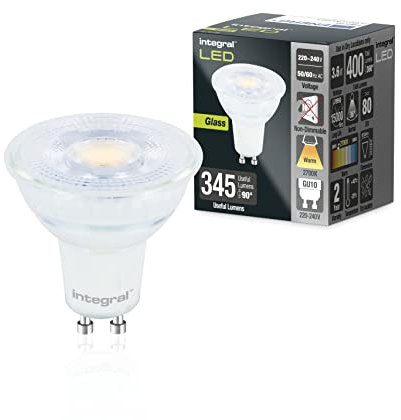 Integral LED 10 PACK Glas GU10 Warm 2700K 400LM 3.6W (entspricht 50W) Nicht dimmbare Lampe - Energieeffizient & Ideal für Spotlight Armaturen & Downlights iin Badezimmern, Küchen, Wohn & Schlafzimmern