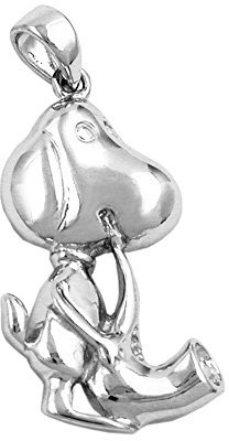 Anhänger Hund mit Trompete Trickfilmfigur aus 925 Silber Kinder