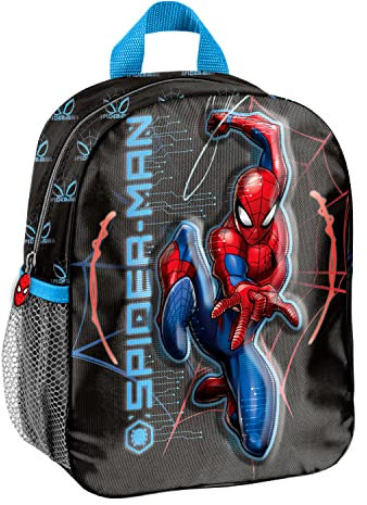 Rucksack Spiderman Marvel Lizenz Ware Kinder, Schultasche Kindergarten mit 3D Aufdruck, Kinderrucksack für Jungen, Kinder Geschenk inkl. leuchtende Anhänger