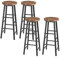 WOLTU 4X Barhocker Bistrohocker Tresenhocker Barstuhl, Gestell aus stabilem Stahl, Stizfläche aus MDF, Schwarz+Holz Vintage BH130hov-4