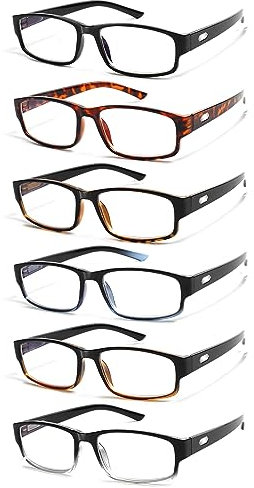 COJWIS 6 Pack Lesebrille für Herren Damen Blaulichtfilter Brillen Anti Blaulicht PC Gaming Modebrille Sehhilfe Lesehilfe (6 Farbe Mischen, 0.75, multiplier_x)