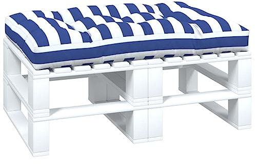 Tidyard Palettenkissen Palettenauflage Palettenpolster Palettensofa Sitzpolster Sitzkissen Polster Blau Weiß Gestreift 120x80x12 cm Stoff