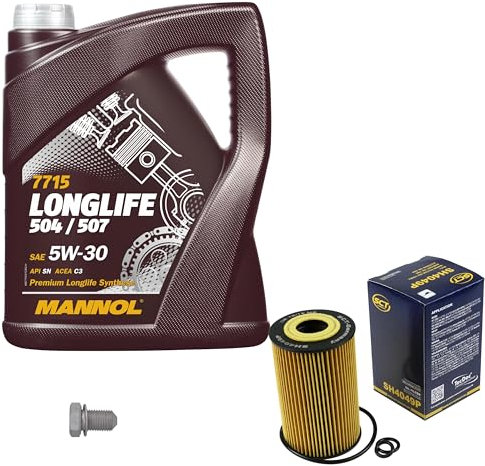Inspektionspaket Wartungspaket Filterset mit 5 L Motoröl Longlife 5W-30, Ölfilter, Verschlussschraube