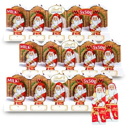 Christmas Chocolate Bulk for Stocking Fillers - Pack of 3 x 50g Milk Chocolate Santa Figures for Chocolate Hamper with Card. Chocolate Gifts for Kids, Secret Sant Gifts Christmas Tree Decorations