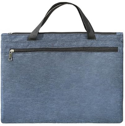 Porte-Documents étanche à Fermeture éclair, Sac à Documents Portable de Grande capacité en Tissu Oxford avec Poignée pour le Bureau D'affaires (Bleu marine)