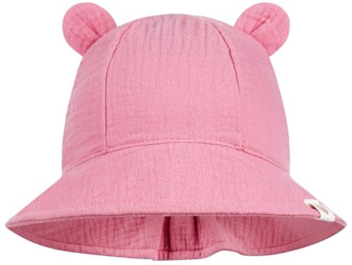 Smarilla Sommerhut Sommermütze Kinderhut Fischerhut Junge Mädchen Babymütze Musselin, Größe: 50-52, Farbe: Altrosa