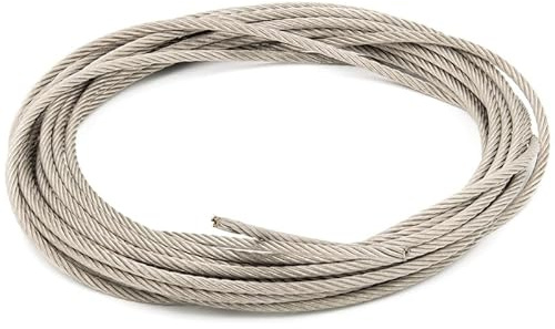 ALFA LOGISTIK Cuerda de acero inoxidable, 8 mm de diámetro, 20 m de longitud, cable de alambre de acero inoxidable, por metros, cuerda de acero inoxidable