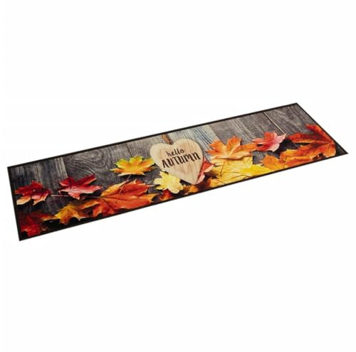 vidaXL Küchenteppich, Küchenläufer rutschfest Waschbar, Teppichläufer für Innen Außen, Teppich Läufer Küchenmatte, Herbst 60x300cm Samt