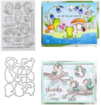 Vogel Frosch Pilz Stempel und Stanzschablonen für Karten Herstellung, 2024 2025 Stanzen Stempel und Briefmarken Set für DIY Scrapbooking Fotoalbum Dekorativ