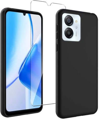 JDXHFF Coque Compatible avec Blackview Color 8 / Oscal Modern 8 (6.75) Noir Housse et Verre trempé écran Film Protecteur - Étui Souple Silicone TPU Case Cover Black