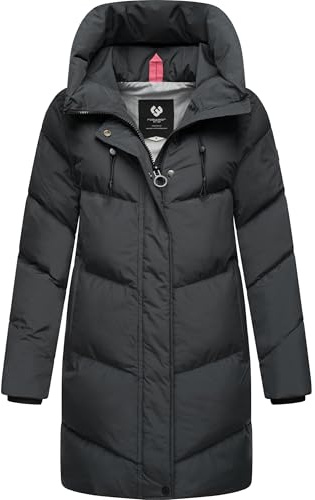 Ragwear Damen Mantel lange warme wasserdichte Winterjacke mit hohem Kragen und Kapuze Avelin YOUMODO XS-3XL