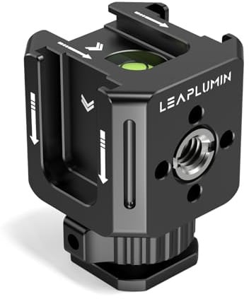 Leaplumin Cold Shoe Adapter, 3-Port Kaltschuh-Halterung | Kaltschuhadapter mit 3/8''Schraubenloch auf 1/4'', Hot Shoe Extension Bracke für DSLR Kamera Blitzlicht, Monitor, Mikrofon