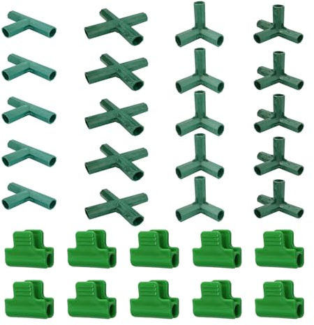 TYGFRT 20pcs Greenhouse Connectors & 10pcs Laminating Clips, Greenhouse Hardware, Green Frame Connectors, Multi-Tunnel Accessories, Gardening Brackets, Green