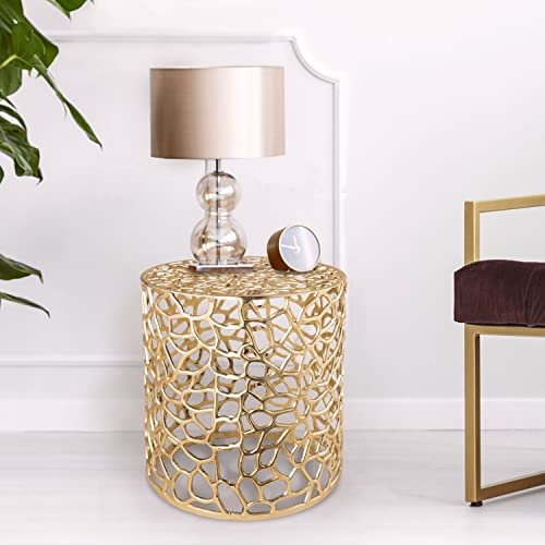 casamia Beistelltisch Metall Dekotisch ø 40x46 cm rund Agadir Silber o. Gold Farbe Gold