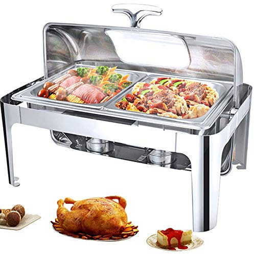Chauffe-plats pour les fêtes Buffets Électrique, ensemble de buffet de réchauds en acier inoxydable avec couvercle visible, serveurs de buffet commerciaux 13L et réchauds pour garder les aliments au c