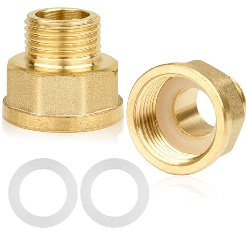 3/4 Female to 1/2 Male BSP Thread Brass Hex Bushing Reducing Connector,3/4” Female to 1/2” Male Adapter,for Water, Gas, Pipe Connecting Conversion with Sealing Rings