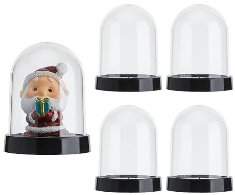 SUPERFINDINGS 4 Pcs Cloche en Verre en Bois pour Noël Socles 2.4pouce Socles de présentation Cloche avec Base Noire Dôme en Verre Rond pour la Décoration de Fleurs Objets de Collection Artisanat