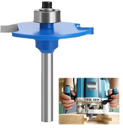 Biscuit Jointer Router Bit,1 Pcs Biscuit Router Bit,Blue Biscuit Joint Slot Cutter Router Bits,Groove Woodworking Tools for Plywood Notching,Grooving,Hemming Wood Biscuit Joint Cutter