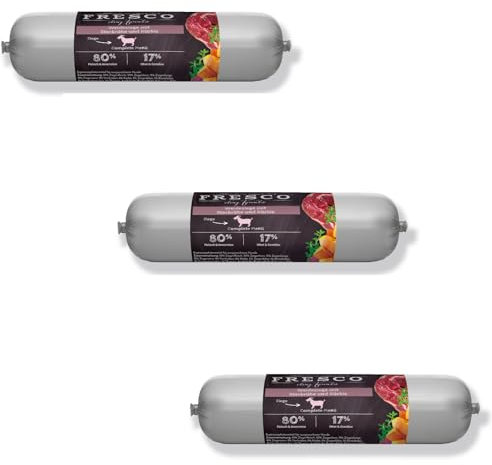 Fresco Dog Barf Wurst Complete-Menü Weideziege mit Steckrübe | 3er Pack | 3 x 400 g | Futtermittel für Hunde | Kann dabei helfen Hunde optimal zu versorgen