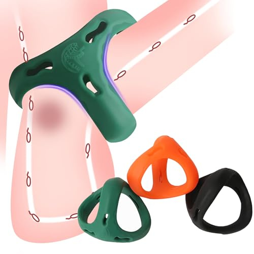 Cafurey Premium Silikon Dreieckiger Penisringe,Dehnbarer Hodenring für Sex Männer, Pleasure Ring mit Hodensack-Ring Gürtel, Erotik Sexspielzeuge für Männer Paare (Orange)