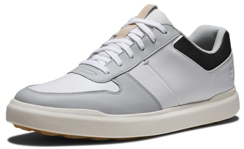 FootJoy Herren Contour Casual Golfschuh, Weiß, Grau, Schwarz, 47 EU