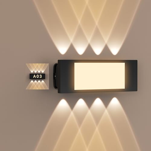 STASUN DIY House Number Wall Light, IP66 Waterproof Indoor/Outdoor LED Wall Lamp, 18W 3500K Warm White Wash Light, Modern Wall Lighting for Living Room, Bedroom, Hallway, Stairs, Hotel, Door Sign