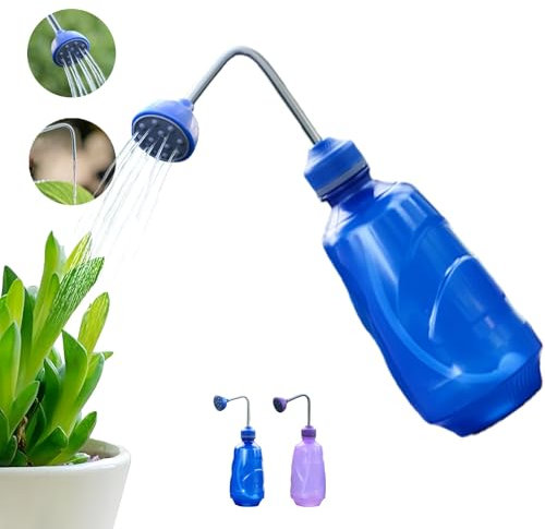 Shyllin Annaffiatoio da giardino 450ml,Doccia a sfera,spruzzatore morbido con flacone morbido, adatto per piccole piante, piantine, piante in vaso (Blu)