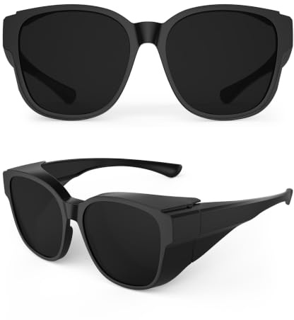 Goiteia Cataract Sunglasses for Severe Light Sensitivity, CAT 4 Super Dark Fit Over Glasses,Extra Large Wide Wrap Around For Post Laser Eye Surgery,Polarized UV400 Protection,Made Eyes Not Feel Sore
