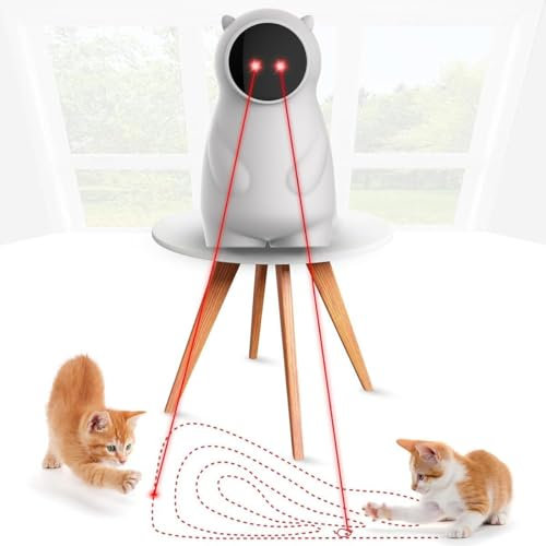 WUGEIN Puntero Laser Gatos,Juguetes Interactivos para Gatos, Juguetes Automáticos Recargables Gatos/Perritos/en Interiores,Rangos de Círculo Ajustables, Recargable por USB