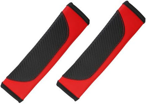 Lot de 2 coussinets de ceinture de sécurité, en cuir souple, protection universelle pour ceinture de sécurité pour enfants et adultes, rouge