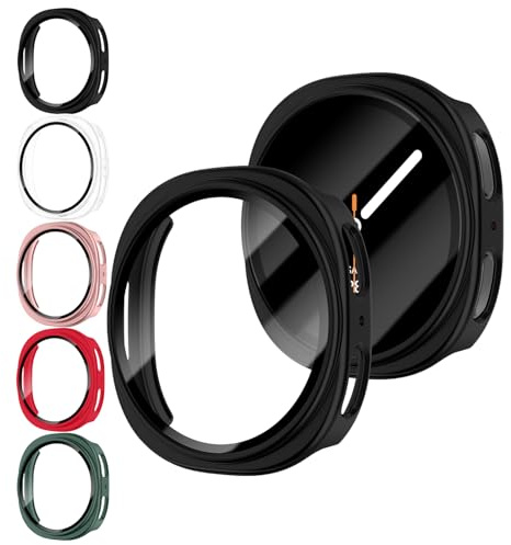 5 Stück Schutzhülle mit Displayschutzfolie für Galaxy Watch 9 8 40mm 44mm | Stoß- und kratzfeste,Hartes PC-Gehäuse mit HD-Displayschutzfolie für Galaxy Watch 9 40mm 44mm/für Galaxy Watch 8 40mm 44mm