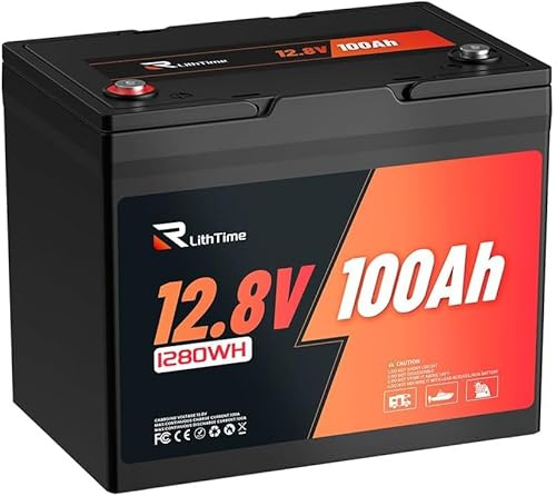 RV LithTime LiFePO4 12V 100Ah mit 100A BMS Low Temperature Schutz und Max. 15000 Zyklens,1280Wh Lithium Batterie 12V 100Ah Autobatterie für Wohnmobil,Wohnwagen,Boot