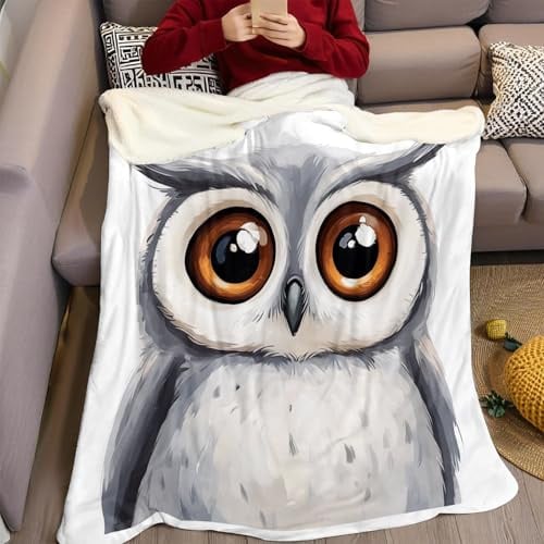 Flanell Kuscheldecke Niedliche Eule der Karikatur 150 x 200 cm Flauschige Wohndecke Weiche Fleecedecke Warm Sofaüberwurf Couchdecke Tagesdecke für Kinder und Erwachsene