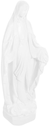 HOOWIFFY Marienfigur aus Weißem Kunstharz für Kamin und Bücherregal Zarte Religiöse Jungfrau Maria Statue als Edles Katholisches Dekorationsornament