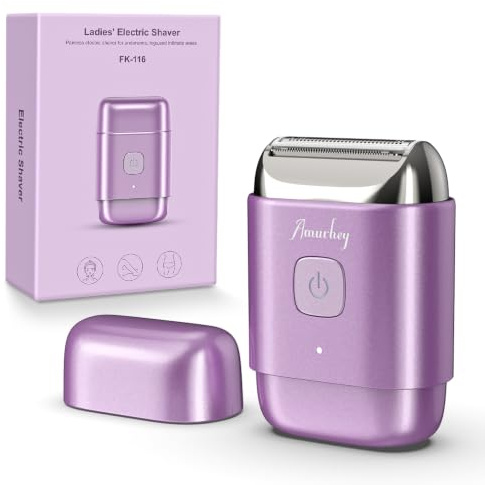 Mini Rasierer Damen Elektrisch Intimrasierer-70Min Laufzeit/IPX7 wasserfest | Folienrasierer zur Haarentfernung an Beinen, Gesicht, Körper, empfindliche Haut, Bikini-Trimmer für Einsteiger (Lila)
