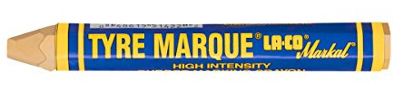 Markal 51421 Tyre Marque Tire Marking Crayon for Temporary Tire Marking, -20 to 130 Degree F Temperature, 1/2 Diameter, 4-5/8 Length, Yellow (Pack of 12)
