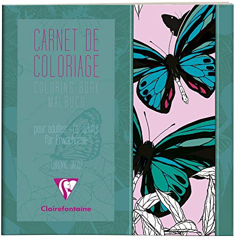 Clairefontaine 97507C Malbuch für Erwachsene 20x20cm Schmetterlinge