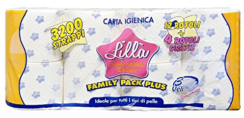 Lill LILLÀ X 16 profumata Carta igienica, Multicolore, Unica