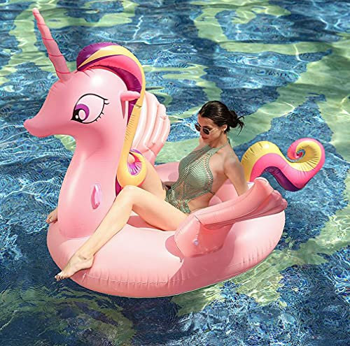 Maison Jardin Schwimmring, groß, aufblasbar, Rosa, Einhorn, für Pool-Partys, aufblasbares Spielzeug, Sommer, Party, Pool, Größe: 210 x 155 cm