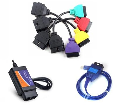 ECUScan ELM OBD KKL Cable Engine ABS OBD2 Diagnostics for Italian Cars +CAN327 4 Adapters Full Interface Kit ¡