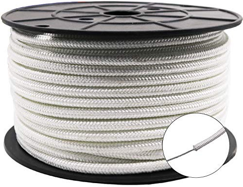 Amgate Drahtseil, Fahnenmast, 5/16 Zoll x 30,5 m, geflochtene Polyester-Schnur mit Stahlmitte, Marinequalität, Fahnenmast, Halyard Seil