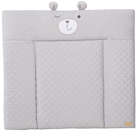 roba Wickelauflage soft roba Style - 85 x 75 cm - Wickeltischauflage abwaschbar - Baby Wickelunterlage mit Bären Motiv - Lil Cutie Sammy - Grau